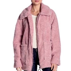 Steve Madden‎ Sherpa Teddy Faux Fur Coat Jacket, Pink - Size M